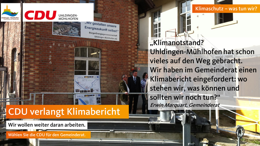 Strom aus Wasserkraft in Mühlhofen - ein Beispiel für Klimaschutz in unserer Gemeinde.